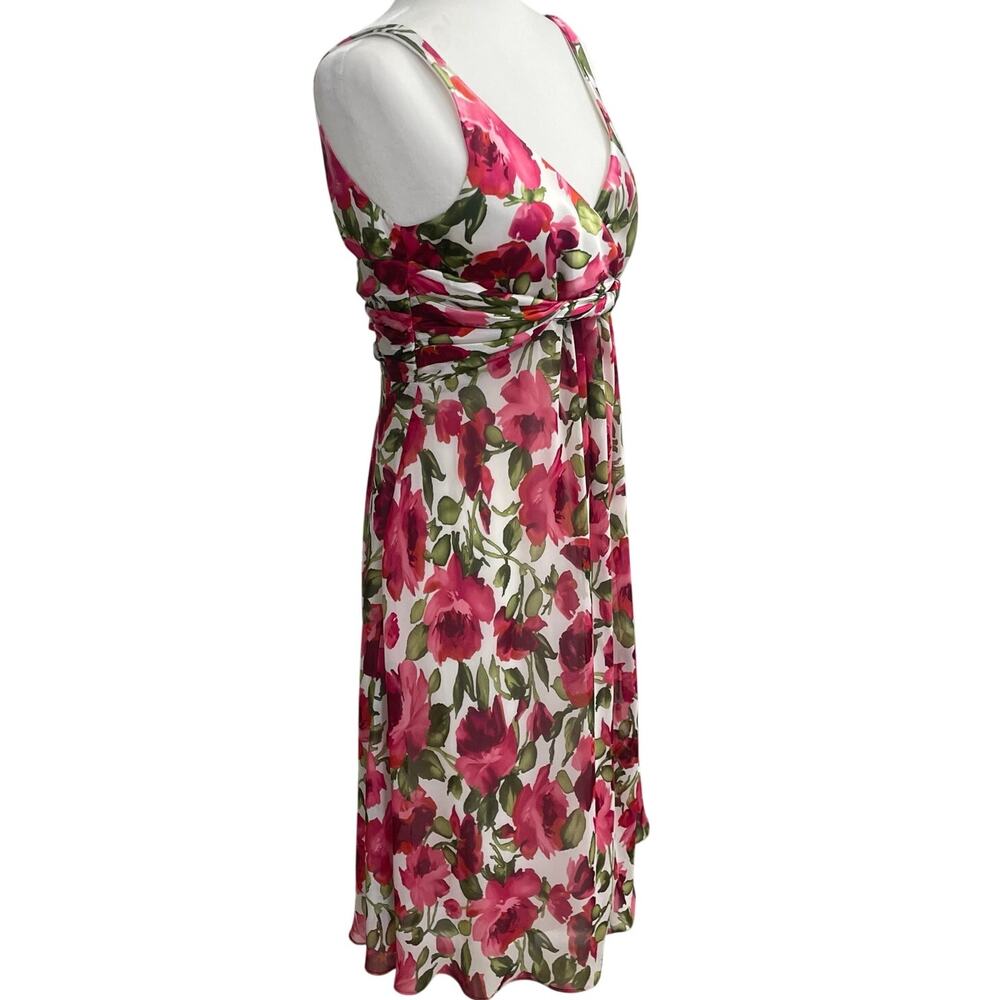SL Fashions Floral Midi Dress Women’s Size 8 Sleeveless V-Neck Fit & Flare - Picture 3 of 11